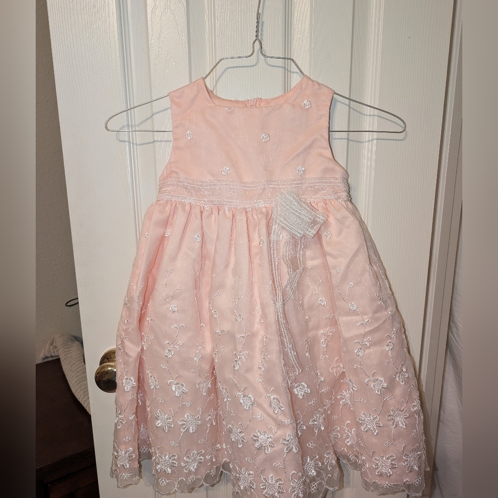Elegant Pink Embroidered Floral Dress